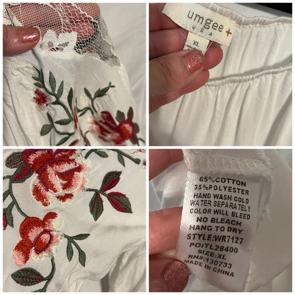 SOLD*** XL Boho Peasant Embroidered Bell Sleeve Poet Blouse - Picture 5 of 12